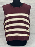 Top Women's Sweater Sleeveless Striped With Gold Buttons