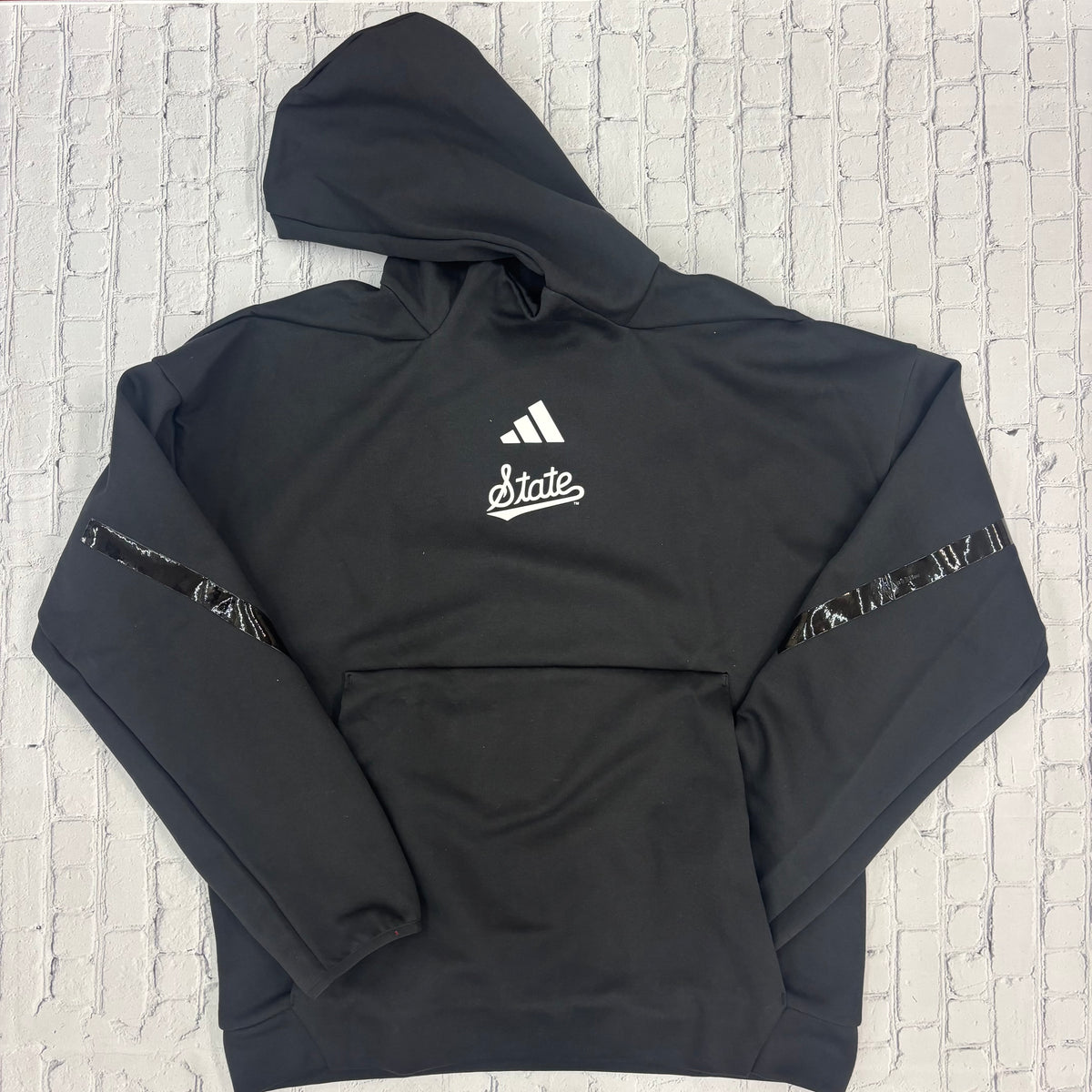 Adidas Sweatshirt Men's Hooded Script State Front Kangaroo Pocket