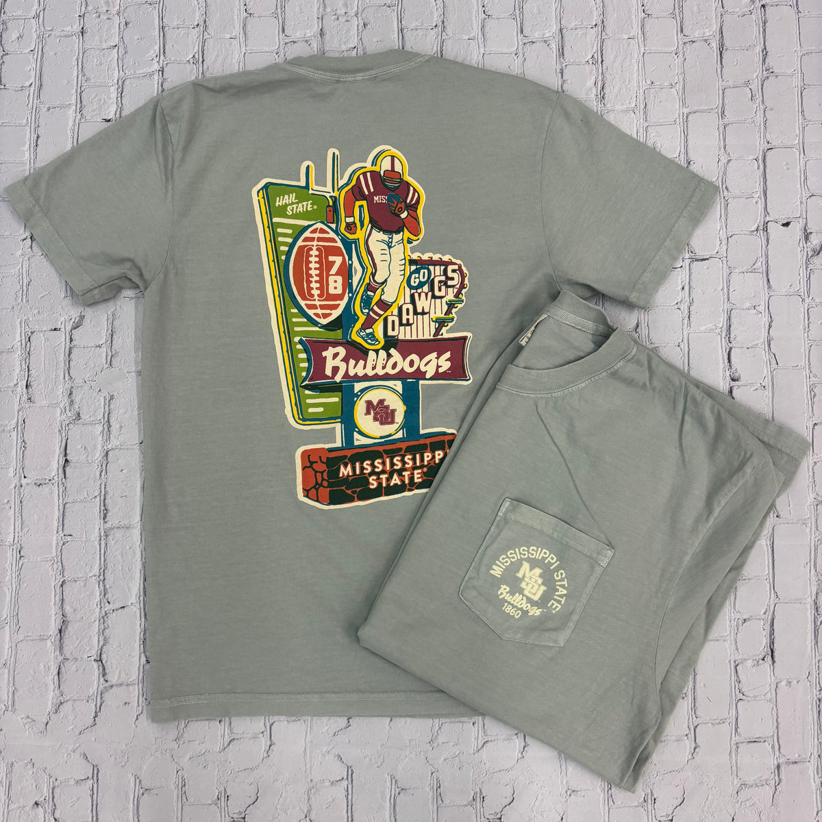 T-Shirt Football Inn Arch Mississippi State MSU Interlock Bulldogs 1860