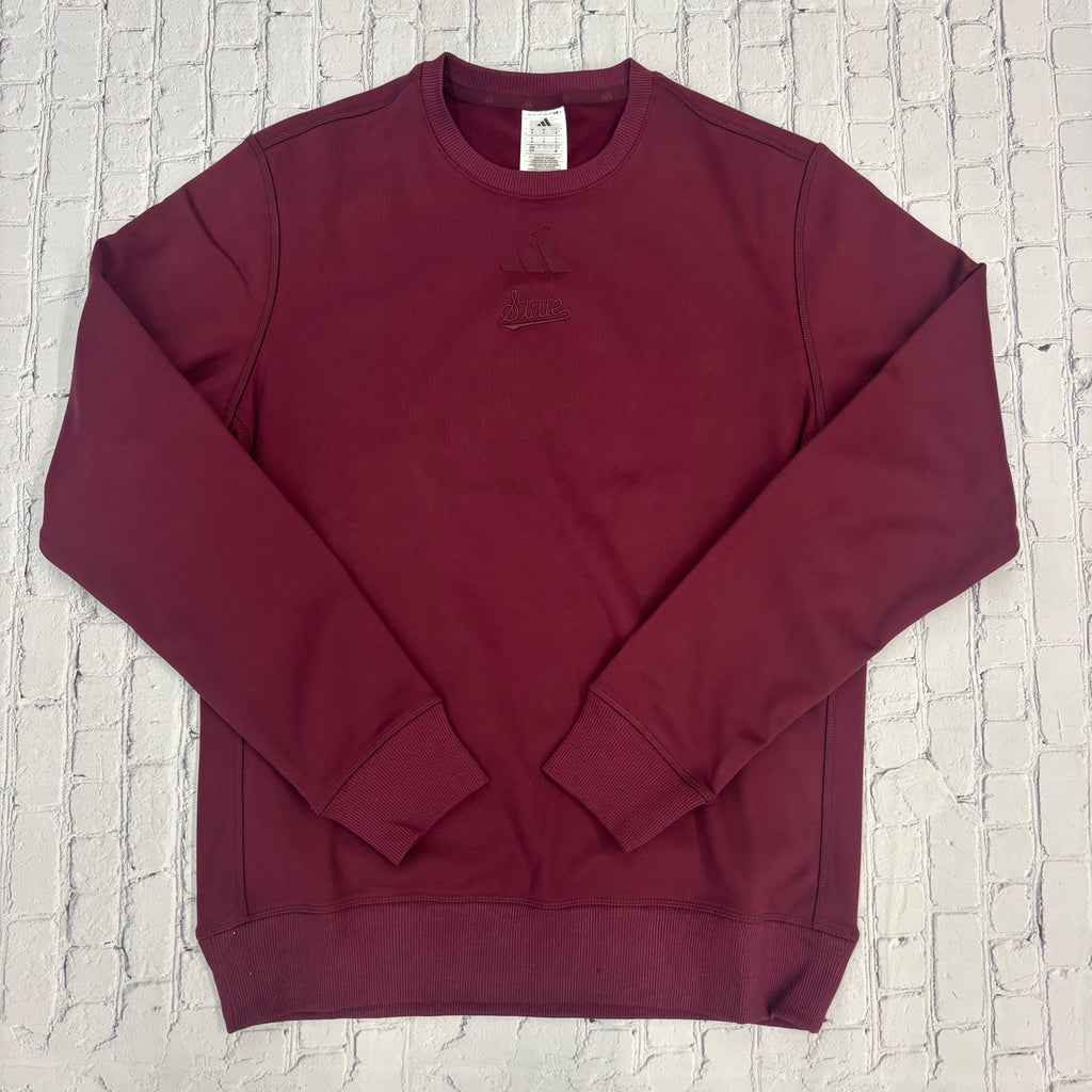 Adidas Sweatshirt Crew Men's Script State Maroon