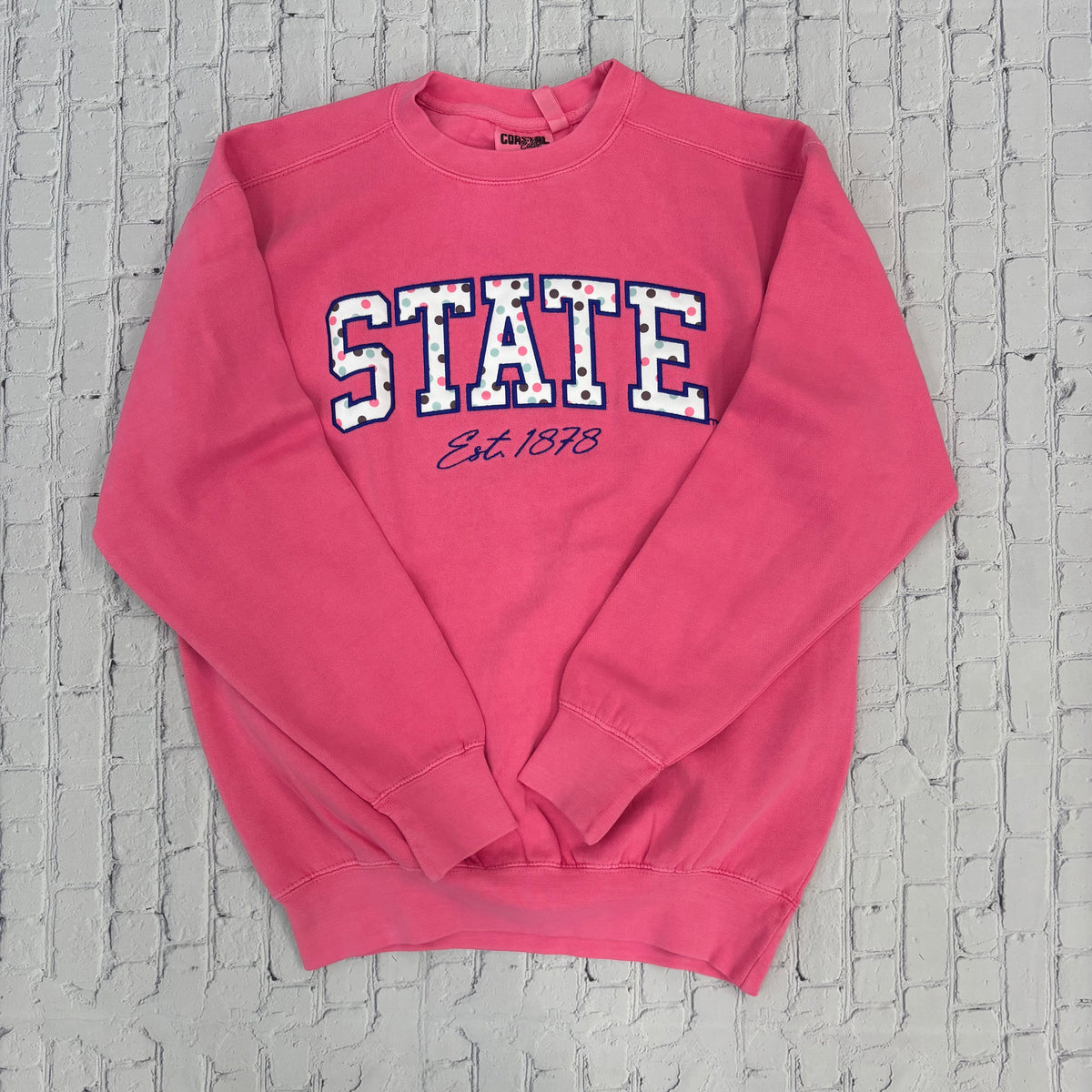 Sweatshirt Women's State Block Letters With Polka Dots Est 1878