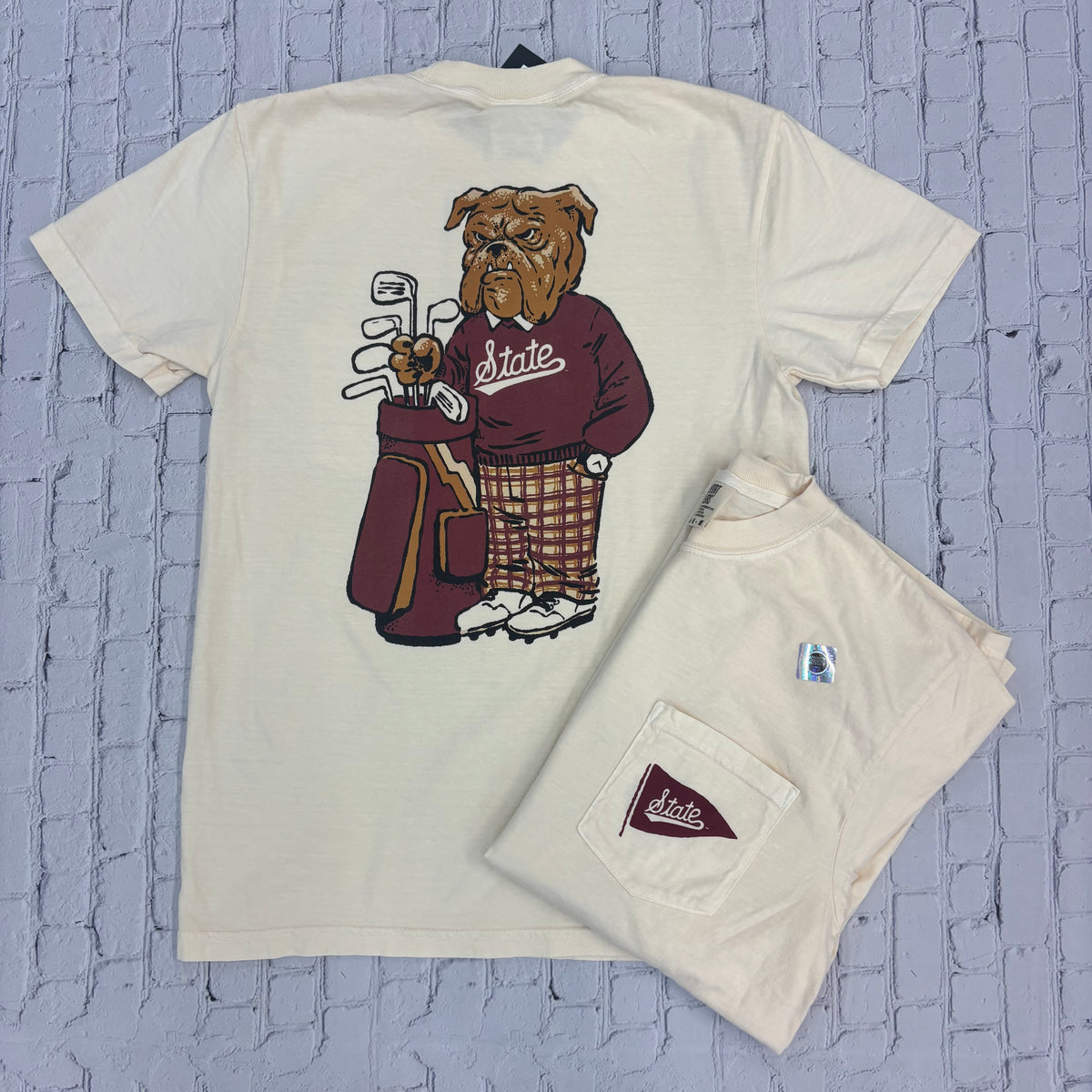 T-Shirt Short Sleeve Pocket Penant Script State Golfing Bully