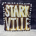 Pillow Gold Foil Maroon Starkville With White Poms