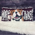 Pillow More Cowbell Bulldog With Cowbell With White Poms