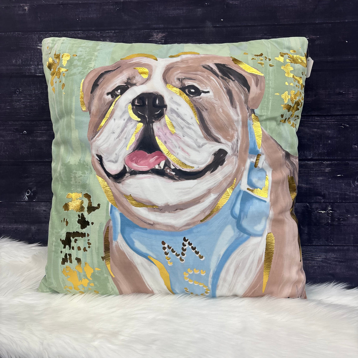 Pillow Gold Foil Spearmint MSU Bulldog