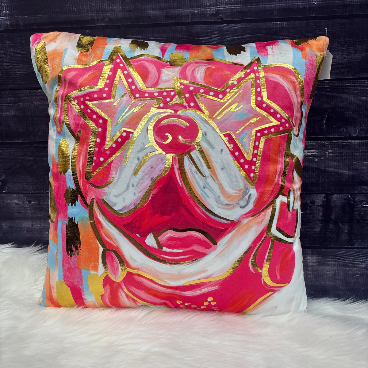 Pillow Preppy Pink Bully Mississippi State Gold Foil Bully With Star Shape Sunglasses