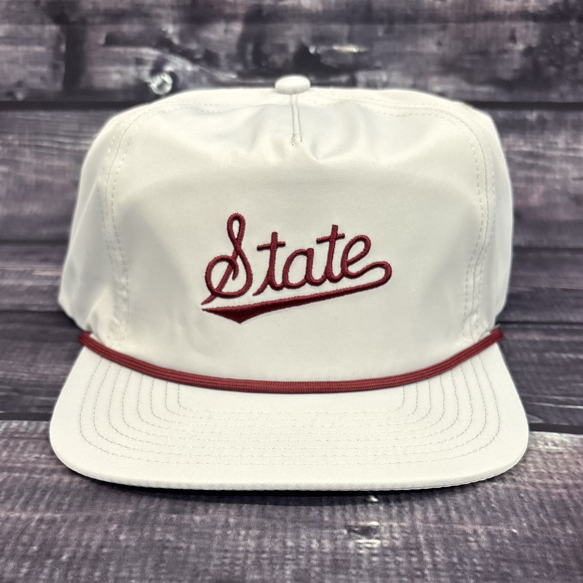 Hovi Dry Goods Cap Baseball Flat Bill Rope Maroon Script State