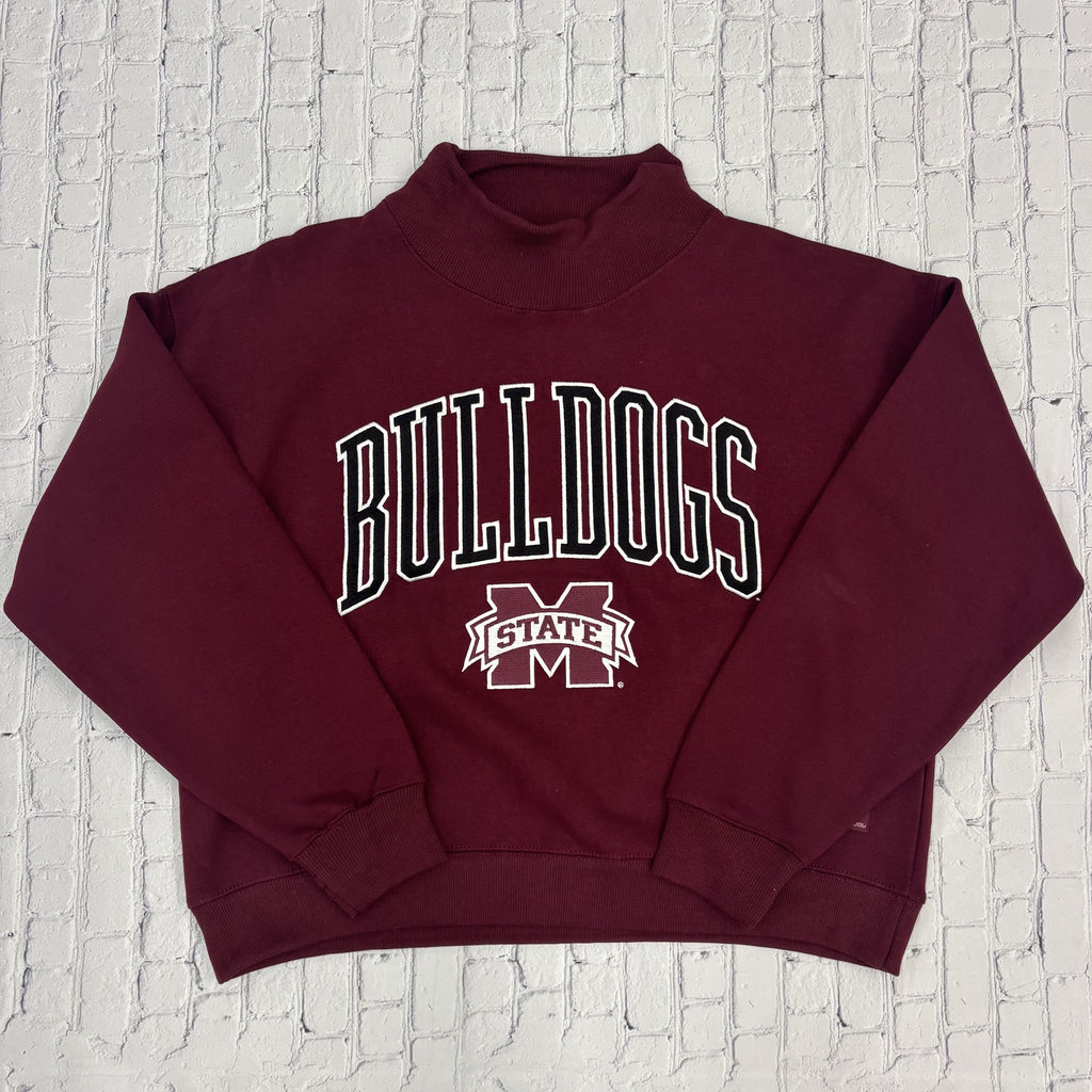 Sweatshirt Mock Crew Crop Bulldogs M-State New Zealand Lingo