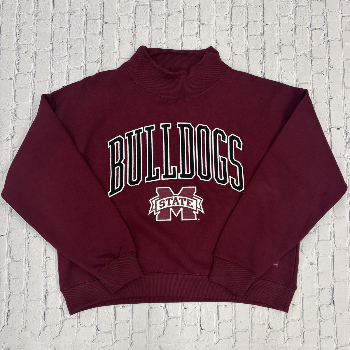 Sweatshirt Mock Crew Crop Bulldogs M-State New Zealand Lingo