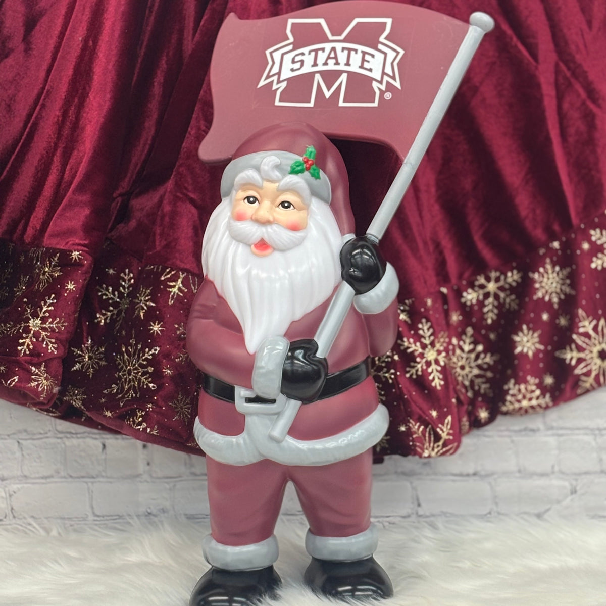 Santa's Workshop, Inc.  Missisisppi State Santa With Flag M-State