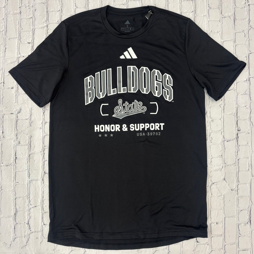 Adidas T-Shirt Short Sleeve Pregame Bulldogs Script State Honor & Support