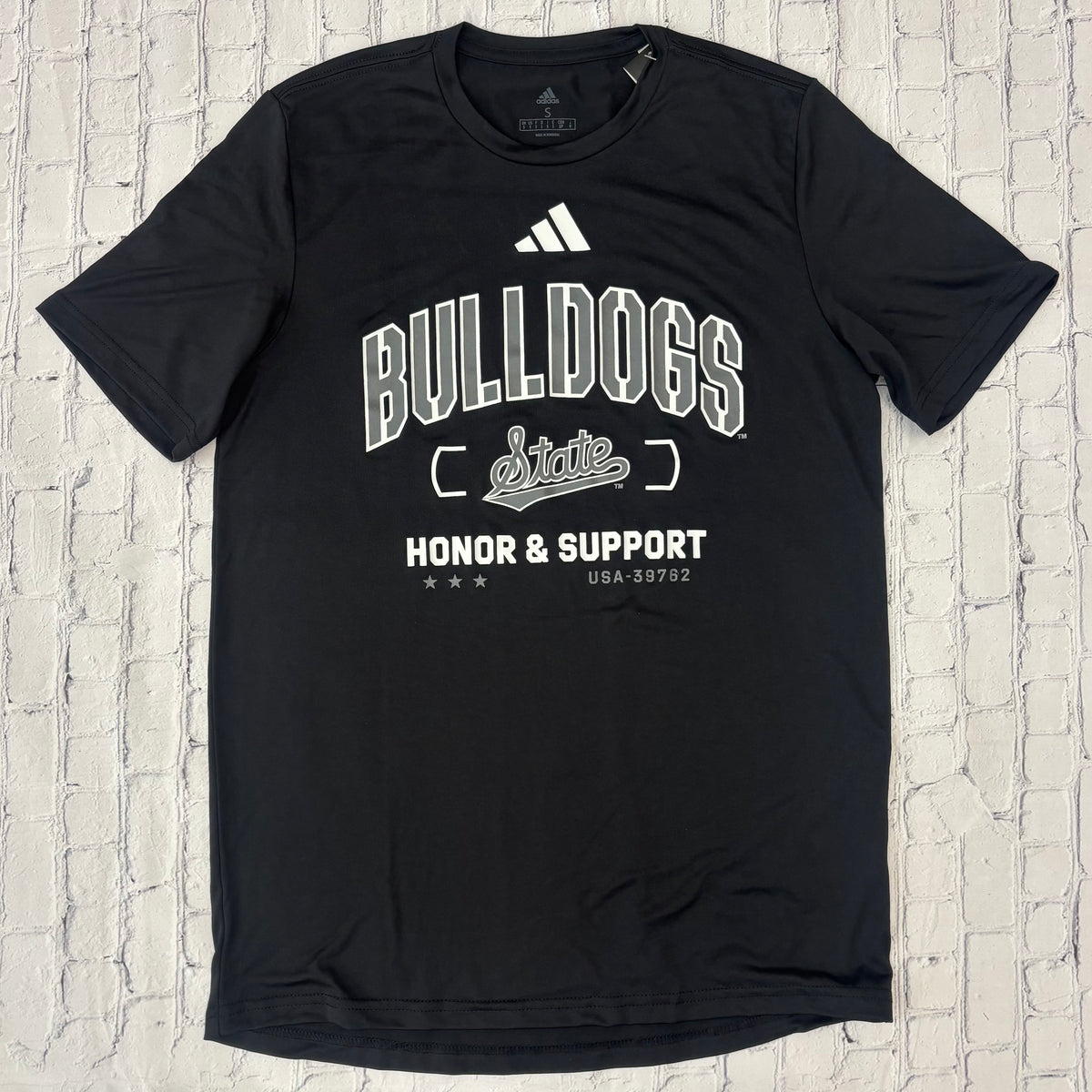 Adidas T-Shirt Short Sleeve Pregame Bulldogs Script State Honor & Support
