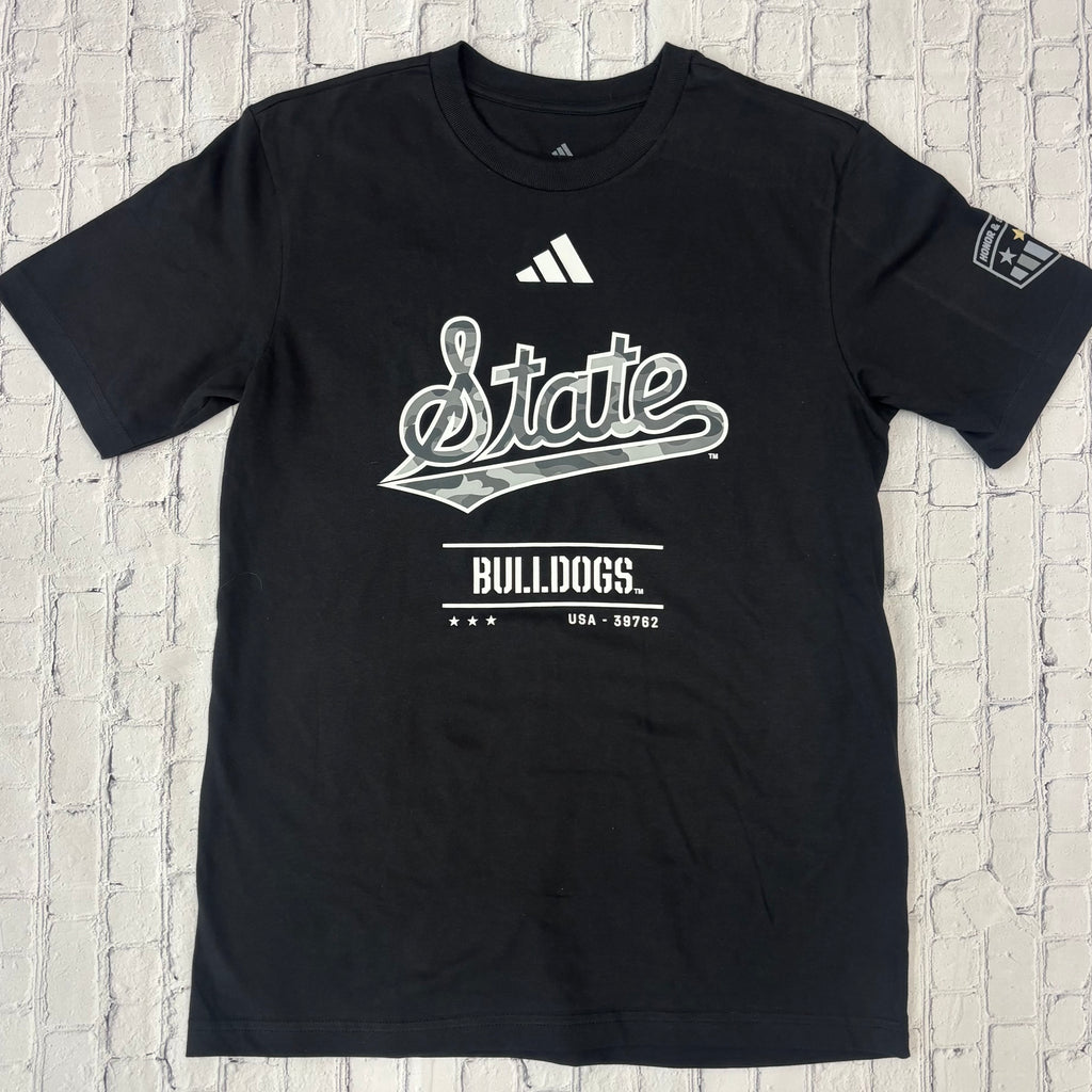 Adidas T-Shirt Short Sleeve State Script Camo Bulldogs