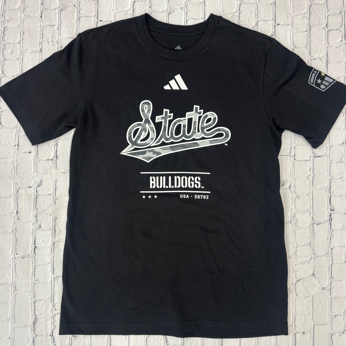 Adidas T-Shirt Short Sleeve State Script Camo Bulldogs