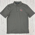 Cutter & Buck Polo Men's Striped Virtue Eco Pique Recycled MSU Interlock White Outline