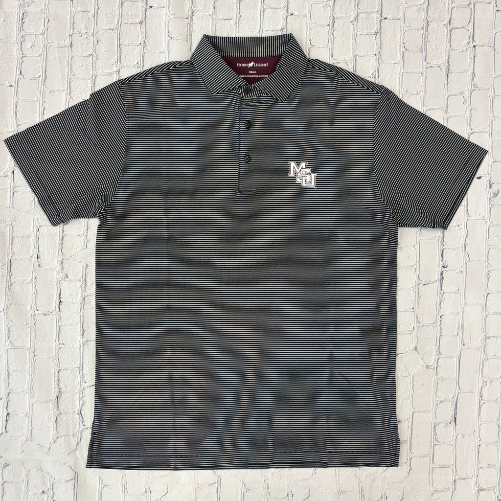 Horn Legend Men's Performance Stretch Polo Stripe MSU Interlock