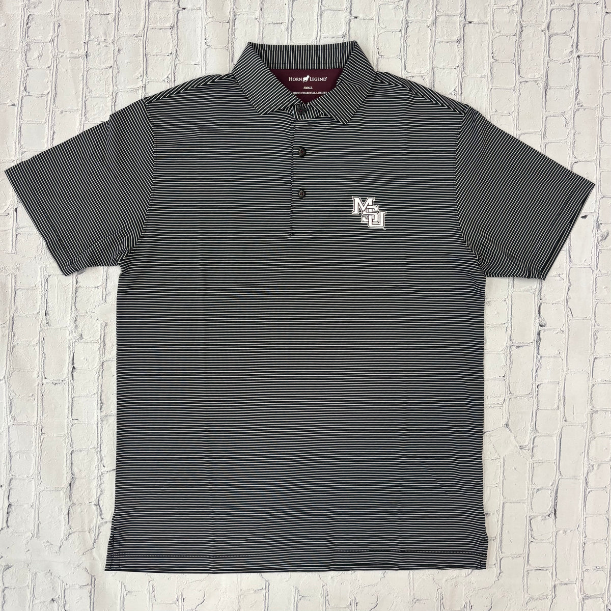 Horn Legend Men's Performance Stretch Polo Stripe MSU Interlock