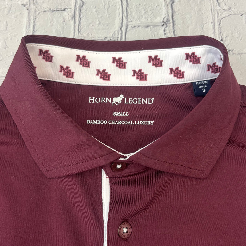 Horn Legend Men's Bamboo Charcoal Custom Trimmed Polo  MSU Interlock