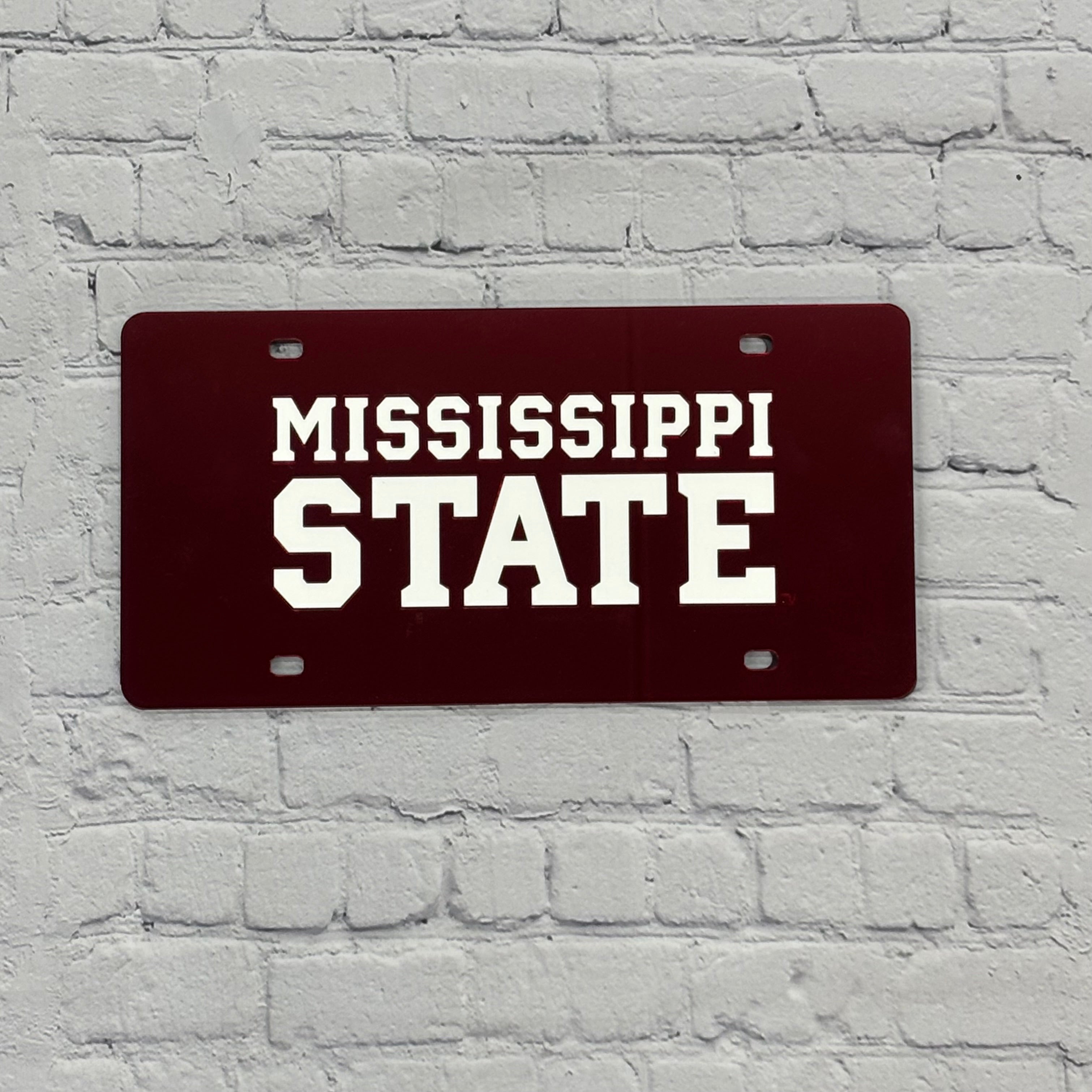 Auto License Plate Mississippi State Maroon Background