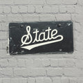 Auto License Plate White Script State On Black Mirror
