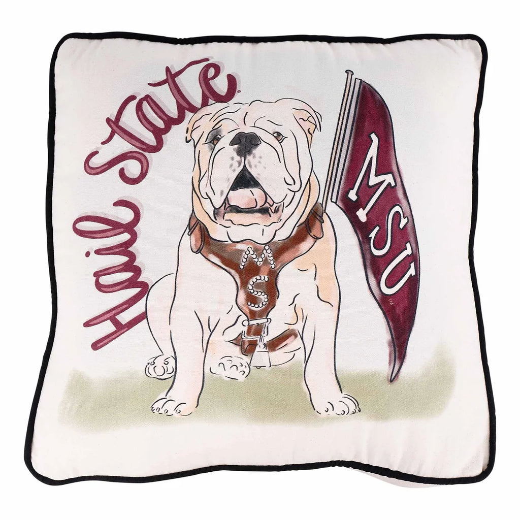 Glory Haus Home Pillow Hail State Real Sittng Bulldog Flag MSU Pipng