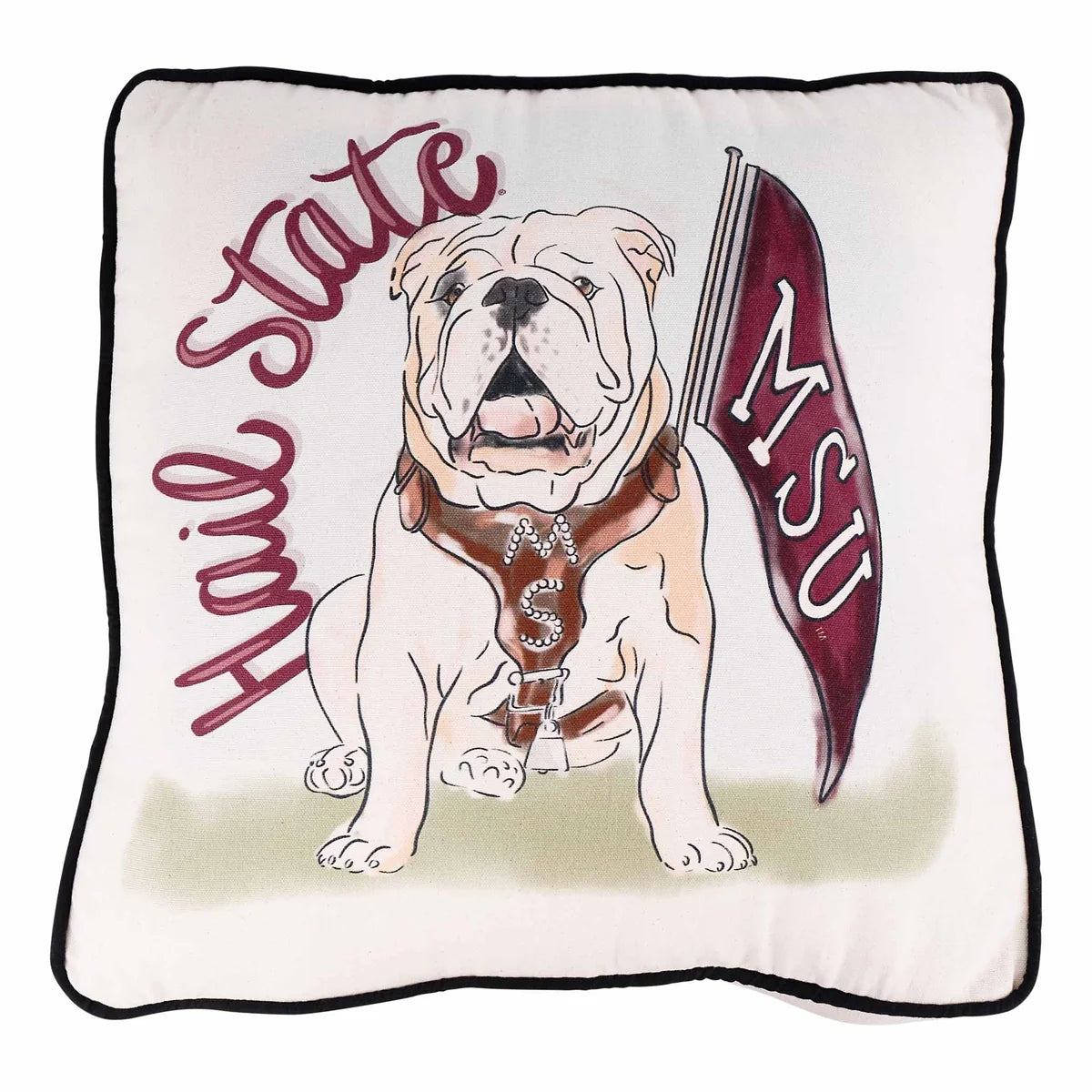 Glory Haus Home Pillow Hail State Real Sittng Bulldog Flag MSU Pipng