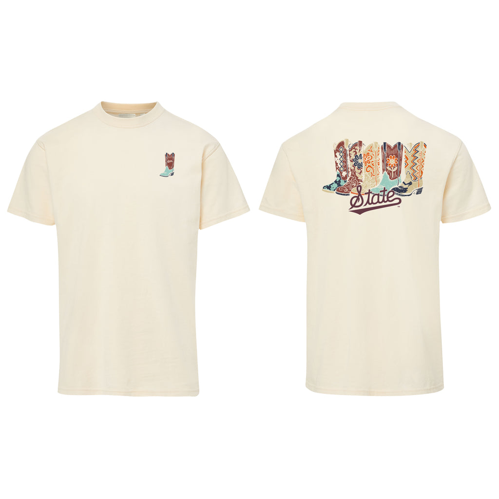 Women's T-Shirt Short Sleeve Cowboy Boot Script State