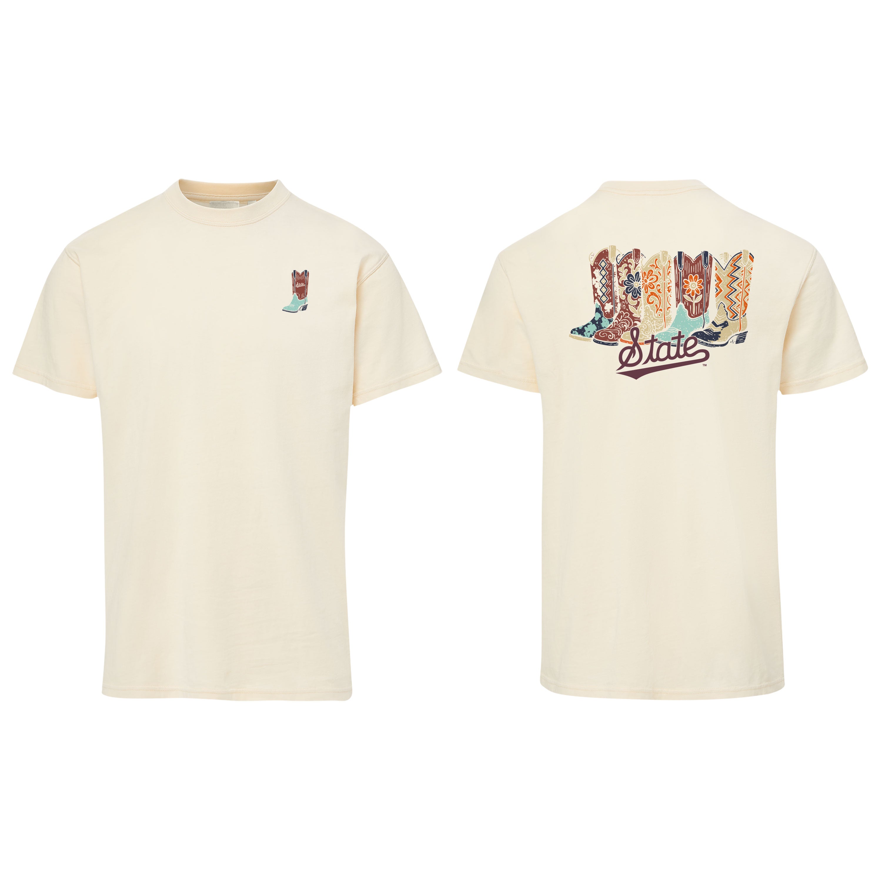 Women's T-Shirt Short Sleeve Cowboy Boot Script State