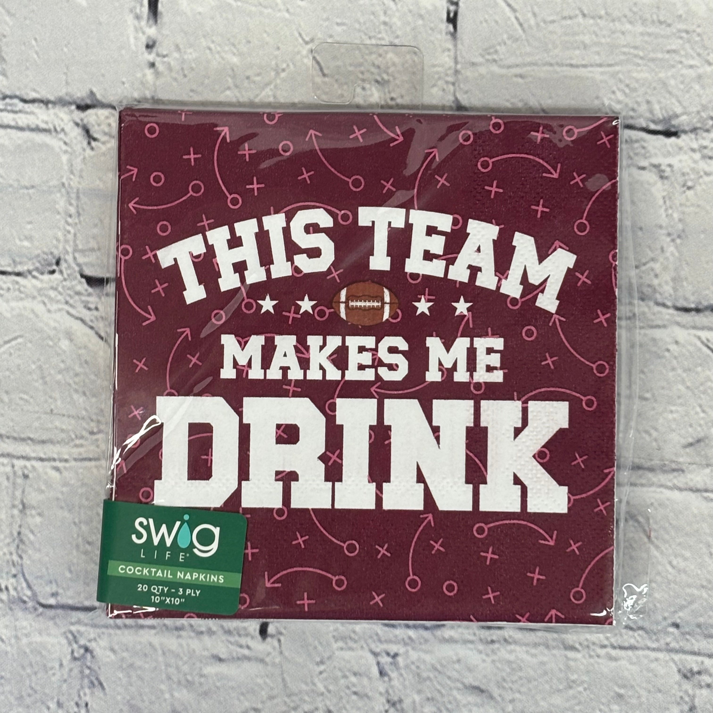 Swig Tailgate Napkins Cocktail This Team Makes Me Drink 20Pk