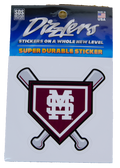 Sds Design Associates Auto Decal 2" Baseball Crossed Bats M-Over-S Dizzler
