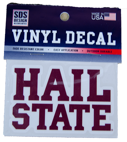 Sds Design Associates Auto Decal 3" Hail Over State Maroon