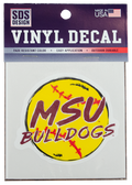 Sds Design Associates Auto Decal 3" Softball MSU Bulldogs Scratch Script Vinylon