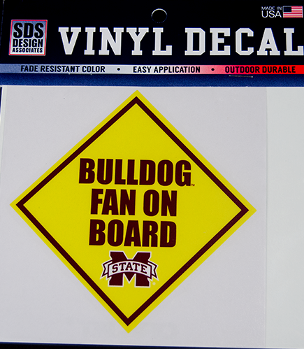 Sds Design Associates Auto Decal 5" Bulldog Fan On Brd M-State Vinylon Warning Sign