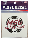 Sds Design Associates Auto Decal Soccer Ball W MSU Bulldogs Scratch Script Vinylon