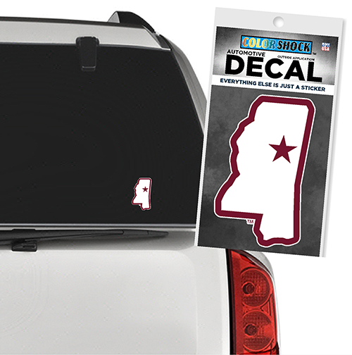 Cdi Corporation Auto Decal State Ouline W Star Maroon