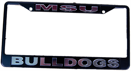 Auto License Plate Frame Black MSU Over Bulldogs
