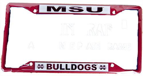 Auto License Plate Frame MSU Over Bulldogs M-State
