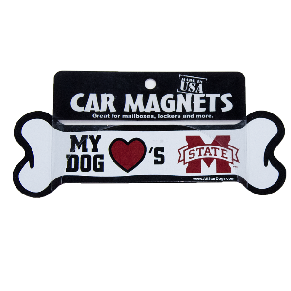 All Star Dogs Auto Magnet Bone My Dog Loves M-State