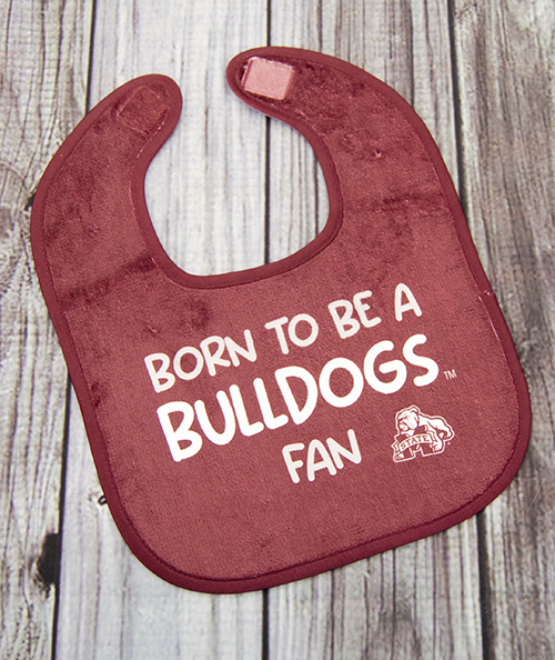 Wee Ones L Baby Bib Little Fan Born To Be A Bulldogs Fan Standing Bulldog