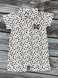 Baby BOYS ONESIE Polo Romper Football PRNT Maroon  M-State