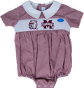 Infant Boys Bulldog Face Smocked Gingham Bubble