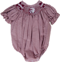 Infant Girls Bulldog Face Smocked Gingham Bubble