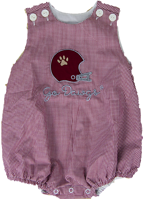 Baby Bubble BOY Gingham Helmet Applique PAW GO DAWGS Emblem