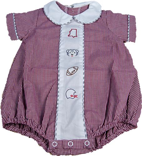 Baby Bubble BOY Gingham W COLLAR W White PANEL Bulldog Miss Football Emblem
