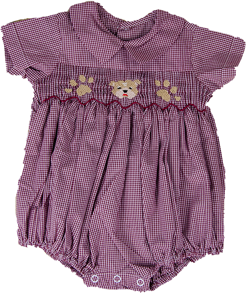 Baby Bubble BOY Smocked W COLLAR Gingham BulldogHooded PAWS