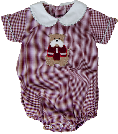 Baby Bubble BOY W COLLAR Gingham STNG Bulldog Applique