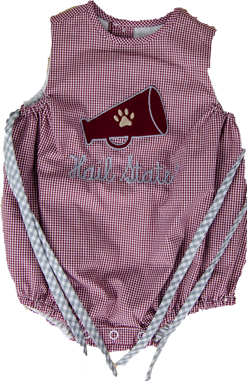 Baby Bubble GRL Gingham MEGAPHONE Applique PAW HAIL STATE Emblem