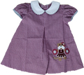 Baby DRES Gingham W COLLAR White Bulldog CHRLDR Applique