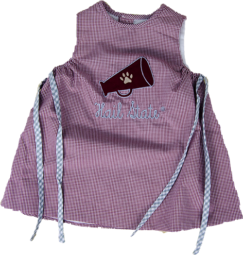 Baby DRES SilverLong Sleeve Gingham MEGAPHONE Applique PAW HAIL STATE Emblem