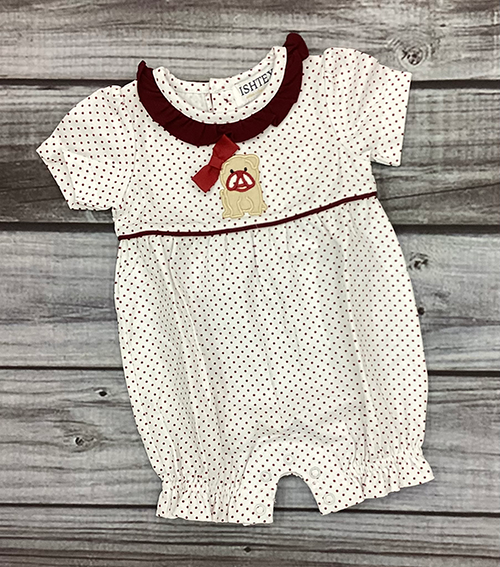 Baby Girl Short Sleeve Bubble Bulldog Applique